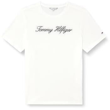 T-Shirt TOMMY HILFIGER NOS SCRIPT REGULAR C-NK SS, Damen, Gr. XXL, weiß (nos ecru)