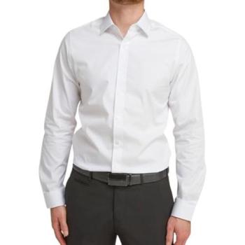 Double Two Men's White Long Sleeve Tailored Shirt (Stretch, Size 15.5)