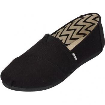 Chaussure TOMS Alpargata – Femme, Noir, Recyclé, Talon Plat
