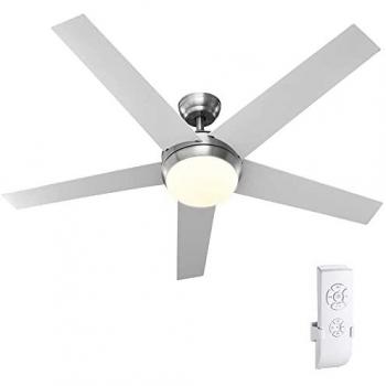Ventilatore da Soffitto 5 Pale in Legno con Luce LED e Telecomando 132cm