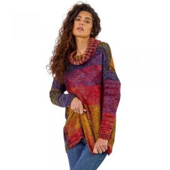 Women's Cowl‑Neck Ombre Long‑Line Jumper