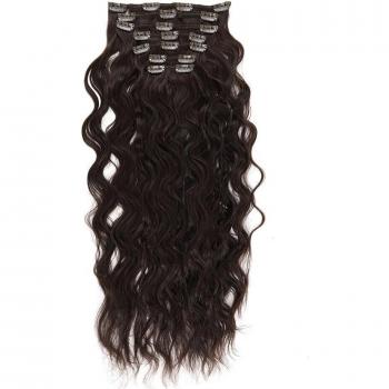 High Temperature Fiber Clip-In Extensions Natural Wave 140g 24inch 7 Hairpieces