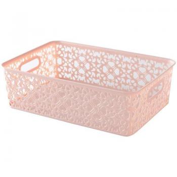 Panier de rangement dentelé en plastique avec couvercle