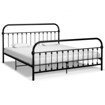 Cadre de lit en métal noir 180x200 cm sans matelas avec tête de lit