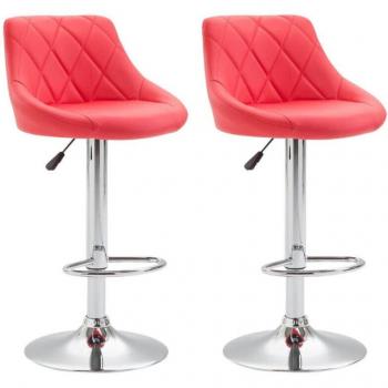 Tabouret bar rouge synthétique tournant avec repose-pieds