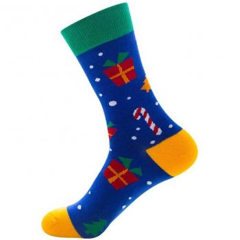 Elk and Santa Claus Holiday Crew Socks for Men and Women