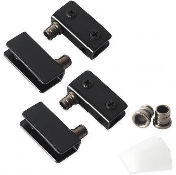 Bisagra negra para puerta de vidrio TamBee 4 piezas, acero inoxidable 304, adecuada para duchas de 5-8 mm