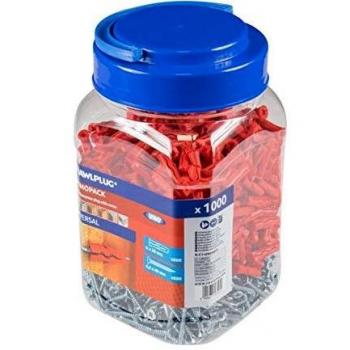 Rawlplug Uno Multi Purpose Red Plug 500 plugs + 500 screws