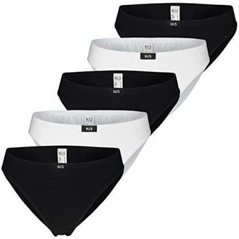 H.I.S Slip 5er-Pack – elastische Baumwollqualität, schwarz/weiß, Größe 48