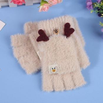 Warmom Women's Plush Clamshell Fingerless Gloves