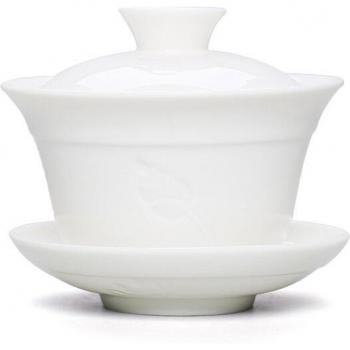 Drei‑Kraft‑Keramikschüssel Elfenbein – Gaiwan TeaSet in Weiß