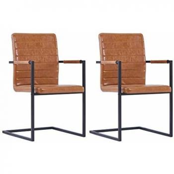Sedie da pranzo in pelle artificiale vidaXL, 2 pezzi, color cognac
