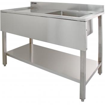 KuKoo Stainless Steel Catering Sink, Left Hand Drainer, 1.0 Bowl, 120cm