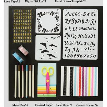 DIY Scrapbook Tool Set with Self-Adhesive Stencils