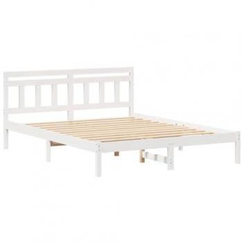 VidaXL Bed Frame, Headboard Included – White Pine