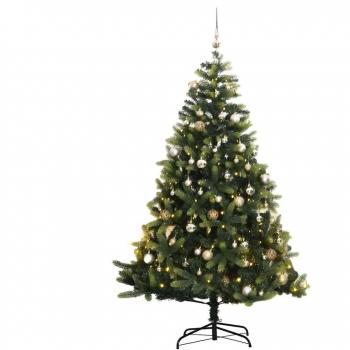 150 cm Pre-Lit Hinged Christmas Tree with 150 Balls & LED Lights