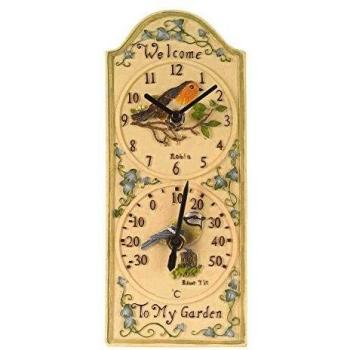 Vogel‑Berry Gartenuhr – Temperatur & Zeit im Turm