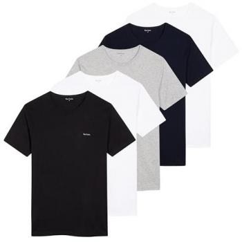 Paul Smith 5 Pack Mens Script Logo T-Shirts, Multicolour, Size: XL