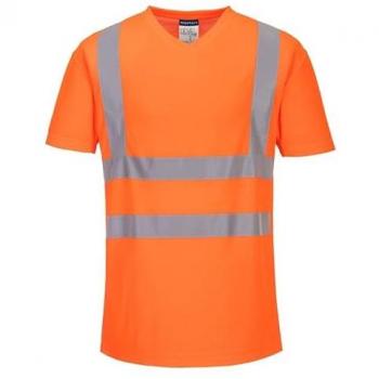 T-shirt Col V en Maille Aérée Orange XXL