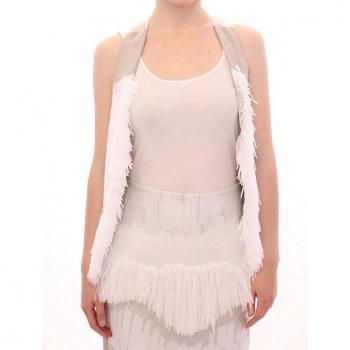 Arzu Kaprol White Lashes Open Back Vest Jacket