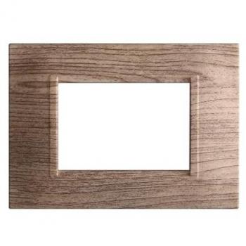 Plaque Bticino Livinglight 3 Modules en Plastique Carré Bois Sombre