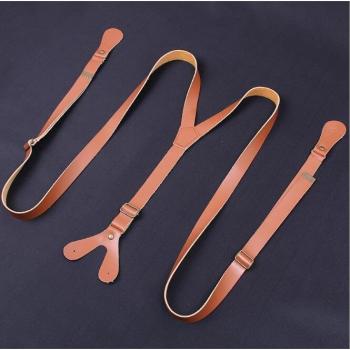 Two-Tier Leather Waist Suspenders with Matching Straps