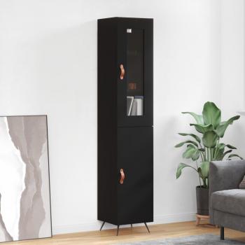 Schwarzes Highboard 34,5x34x180 cm mit Glasvitrine