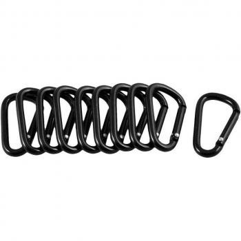 Gancho mosquetón de aleación de aluminio, forma de D, color negro, 10 Uds