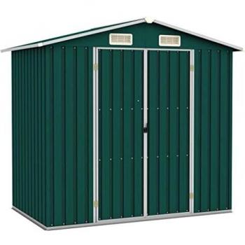 Cobertizo de jardín vidaXL 205x129x183 cm acero galvanizado verde