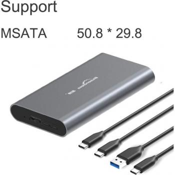 Aluminium SSD Gehäuse Typ C zu Typ C, kompatibel mit 2242/2260/2280/msata, NGFF B-Key
