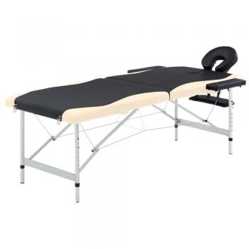 Klappbarer Massagetisch 2 Zonen Aluminium Schwarz Beige