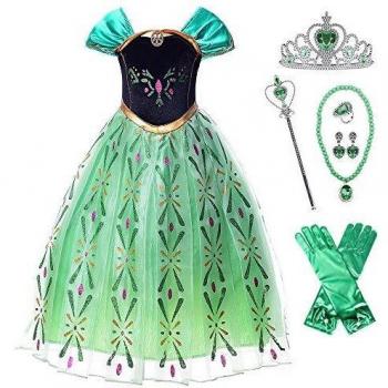 Robe d'Halloween Reine des Neiges – Collier et Couronne 8 ans