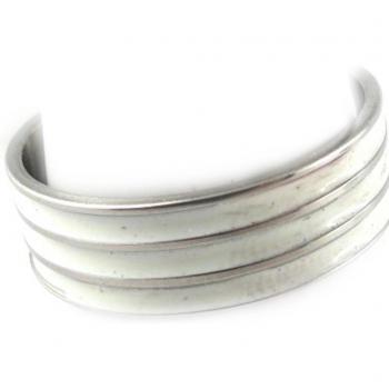 Bague acier 'Peaceful' 7 mm blanc argenté