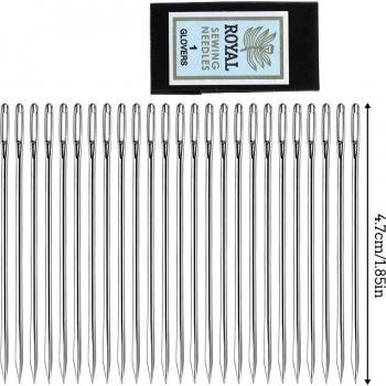 Nonvor 25 Stuks Lederen Naalden voor DIY Naaien RVS