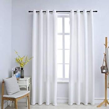 VidaXL Room Darkening Curtains with Metal Rings 2 pcs Light Beige 140x175 cm