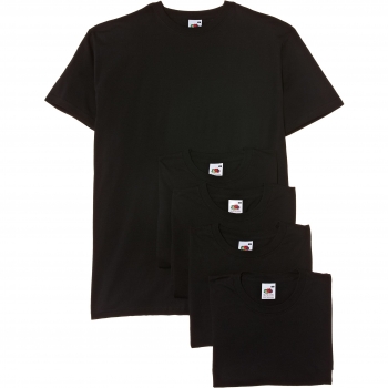 Fruit of the Loom Männer‑Tee Valueweight, 5‑fach Pack, Schwarz, XXL
