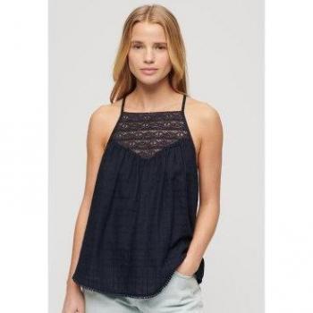 Superdry Canottiera in Pizzo per Donna Blu Navy S