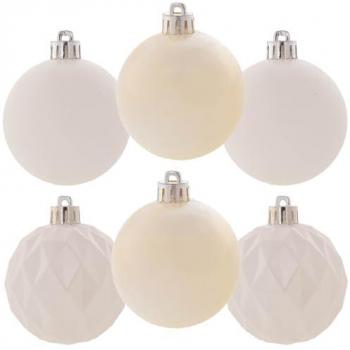 Plaisir d’Été : Boules de Noël 6×6 cm en Blanc
