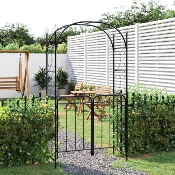 Jinlefu Arco di giardino a cancello nero 108x45x235