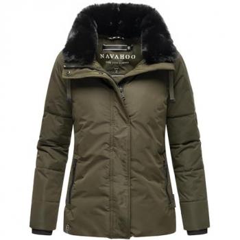 Navahoo Winterjacke “Frostii XIV” – Frauen – 2XL – Olivgrün – modisch mit Fellkragen