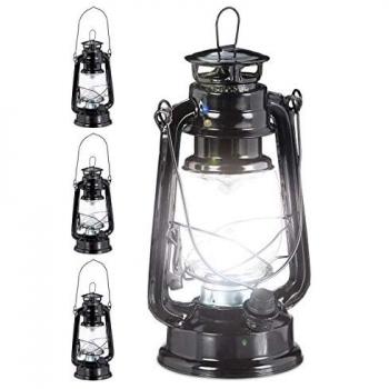 Lampe-tempête LED noire 4x
