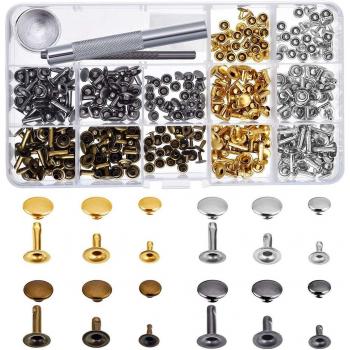 Rivets pour cuir 180 pièces avec 3 tailles et outil