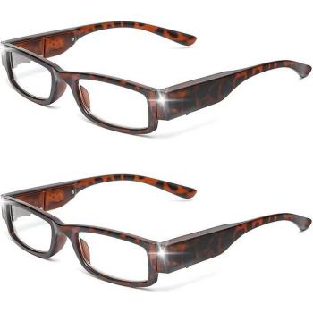 2pcs Unisex LED Reading Glasses with Blue Light Blocking