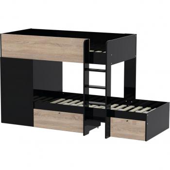 Lit superposé 90x190 avec armoire et tiroirs
