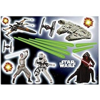 Komar Wandaufkleber STAR WARS | 50 x 70 cm | selbstklebendes Wandtattoo mit Millenium Falcon und Charakteren