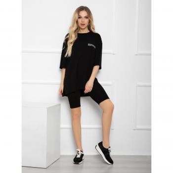 ISSA Plus Blauer Oversize-Schnitt T-Shirt mit Schlitz M