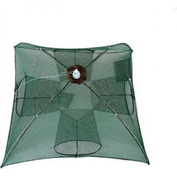 Foldable Nylon Fishing Net with 4-20 Holes for Crab, Shrimp, and Fish