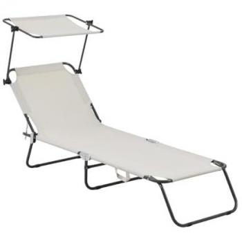 Tavolino Prendisole “Lazy” Pieghevole Beige + Parasole