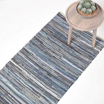 Jeansstoff-Chindi mit gestreiften Mustern – 66×200 cm