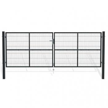 Casanoov Portail à Grille 4 m, Hauteur 140 cm – Couleur Gris